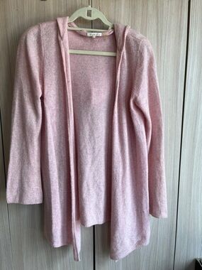Minnie Rose Light Pink Open-Front Hooded Cardigan